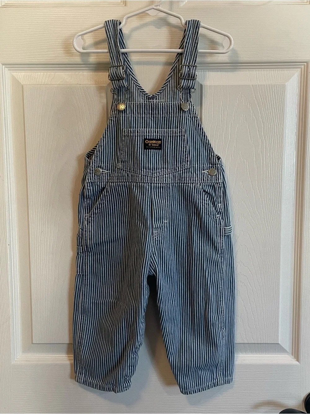 Vintage 90s OshKosh B’gosh Vestbak Railroad Stripe Overalls 24M Cotton